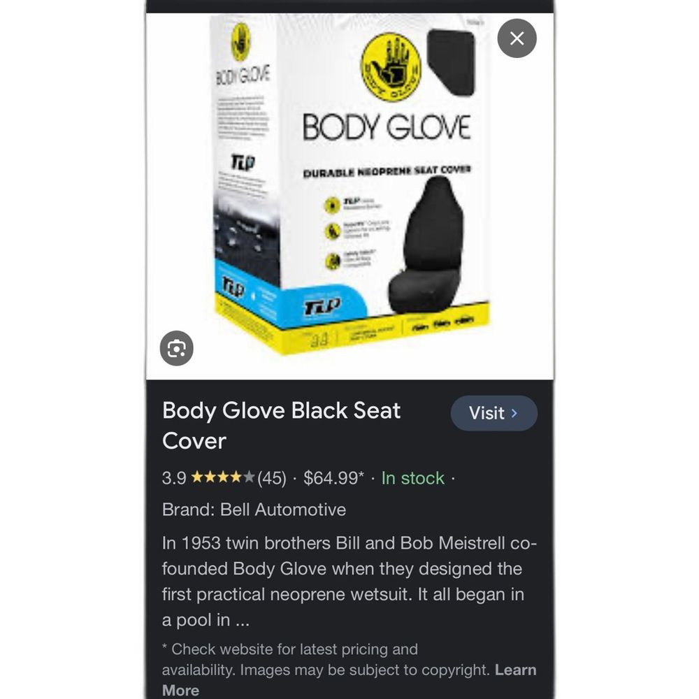 Body Glove No Wet Seat Covers!!!